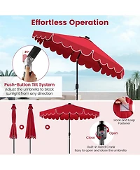 Gouun 9.3 feet Solar Patio Umbrella with 24 Led Lights, Vented Top and Ruffles