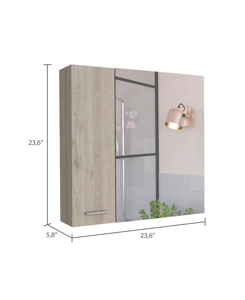 Fm Furniture Avery Wall-Mounted Bathroom Storage Cabinet with Two Doors and Open Side Shelves