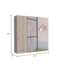 Fm Furniture Avery Wall-Mounted Bathroom Storage Cabinet with Two Doors and Open Side Shelves