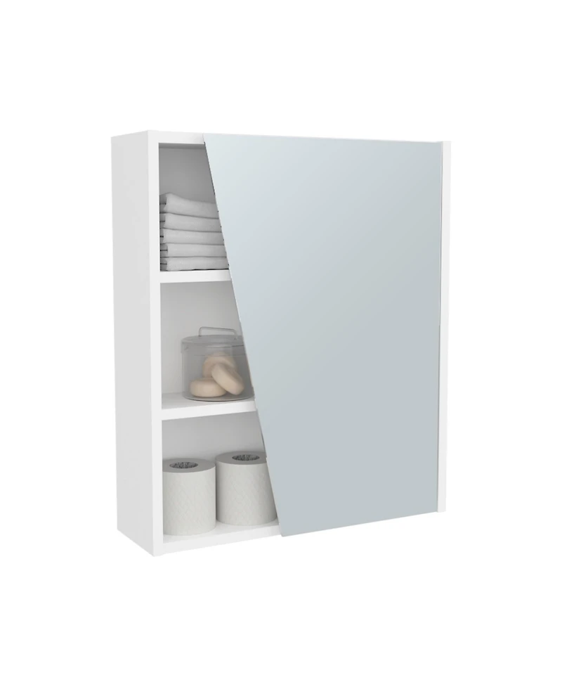 Fm Furniture Pinedale Medicine Cabinet with Mirrored Door and Open Storage