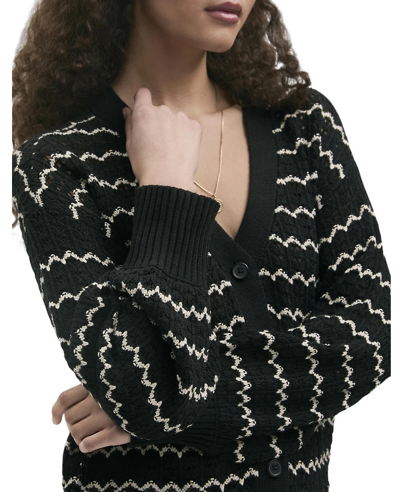 Finery London Women's Alena Striped Crochet Cardigan