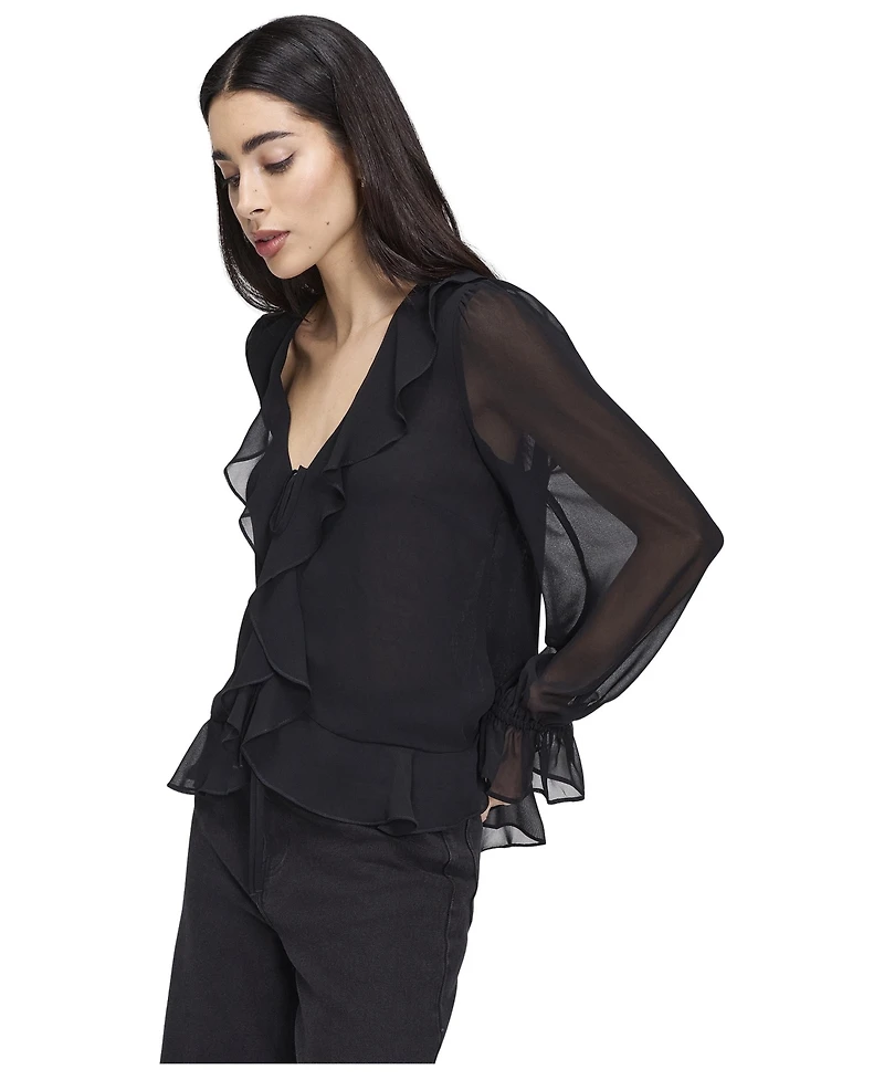 Finery London Women's Jannelle Sheer Long-Sleeve Blouse