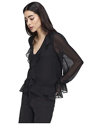 Finery London Women's Jannelle Sheer Long-Sleeve Blouse