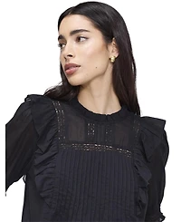 Finery London Women's Jolin High-Neck Puff-Sleeve Cotton Top