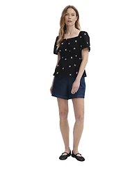 Finery London Women's Holly Floral-Embroidered Cotton Square Neck Top