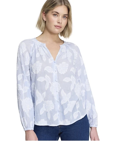 Finery London Women's Ivie Floral-Print Button-Through V-Neck Long-Sleeve Blouse