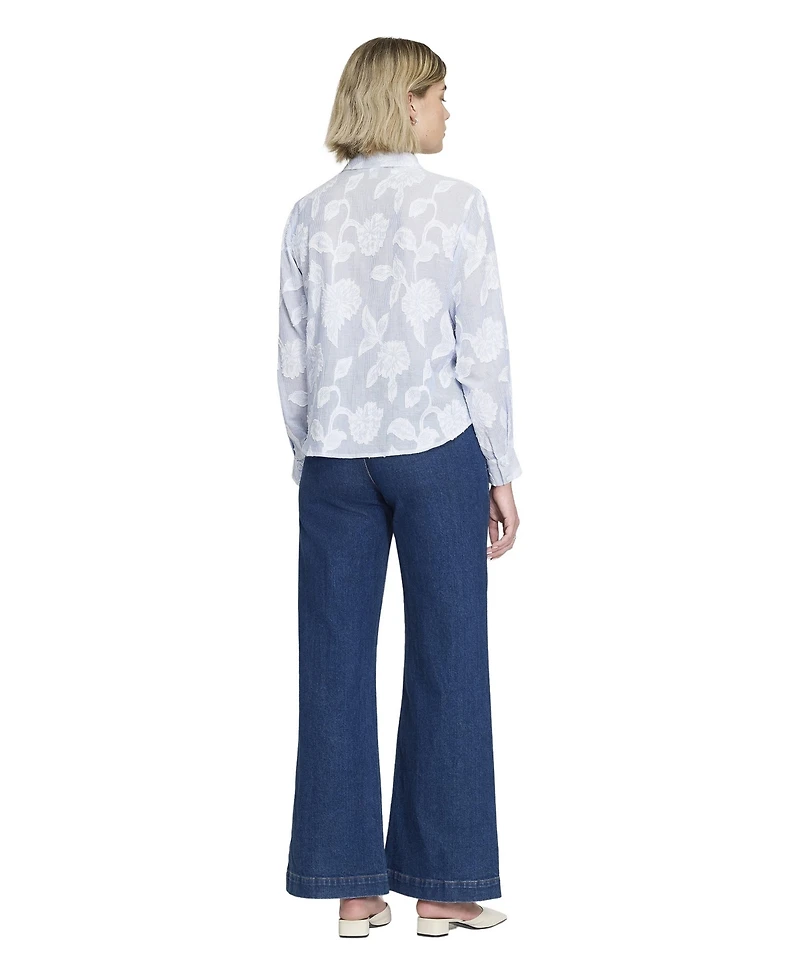 Finery London Women's Heidi Relaxed-Fit Long-Sleeve Floral-Stripe Shirt