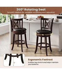 Gymax Set of 4 Bar Stools 26'' Swivel Bar Chairs w/ Footrest Hollowed Backrest