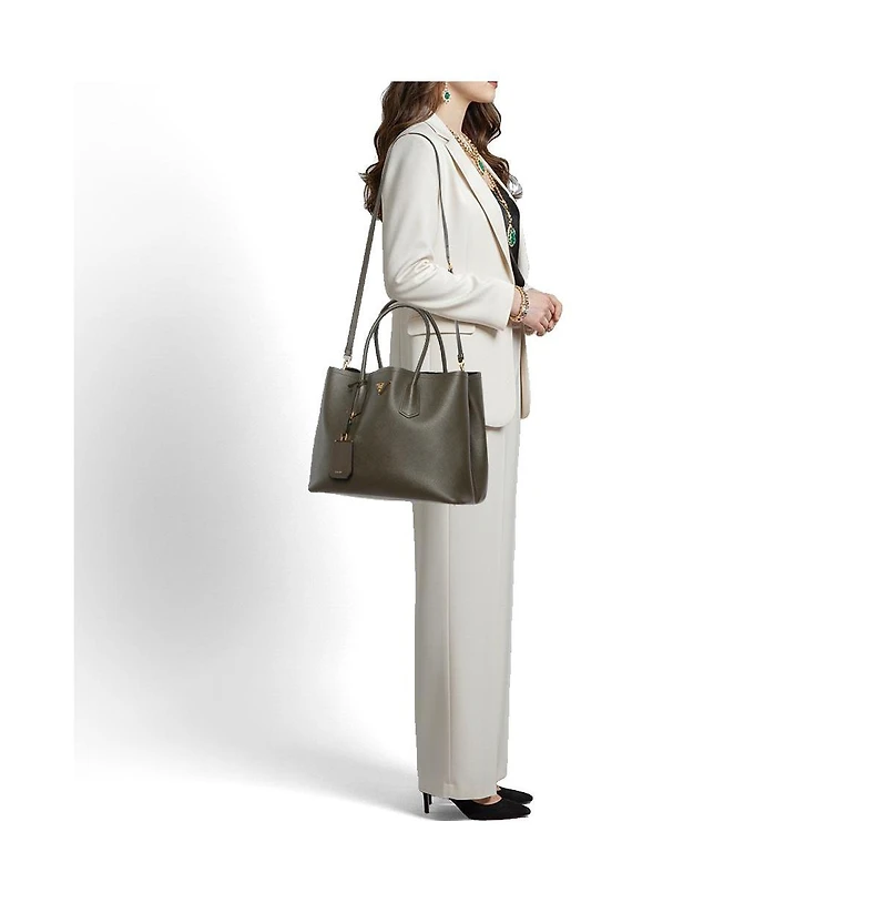 Pre-Owned Prada Women's Medium Saffiano Cuir Leather Double Tote