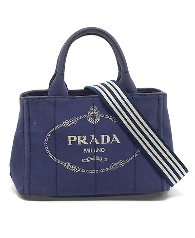 Pre-Owned Prada Women's Canapa Small Logo Denim Tote Bag