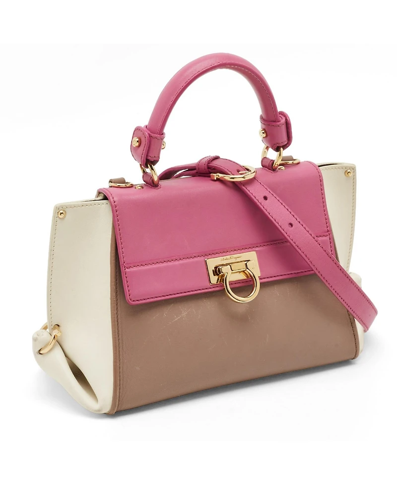 Pre-Owned Salvatore Ferragamo Women's Sofia Small Tricolor Leather Top Handle Bag