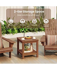 Mecale 18 in Square 2-Tier Wood End Table with Bottom Shelf
