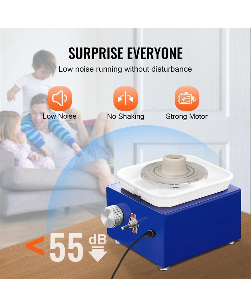 Yobtop Mini Pottery Wheel, Adjustable Speed, Detachable Basin, 2 Turntables, 17 Accessories