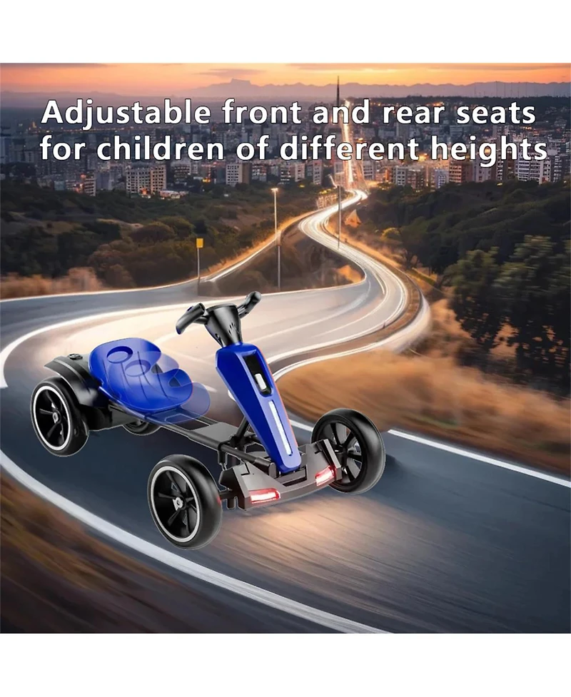 Yobtop 12V Electric Kids Pedal Go Kart - Foldable Outdoor Ride On Toy with Adjustable Seat, 4 Non-Slip Eva Wheels, Boys Girls Ages 3-6
