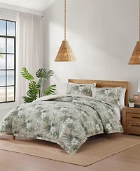 Tommy Bahama Home Beachway Blooms Reversible Breathable Cotton Medium Warmth 3-Piece Comforter Set, King