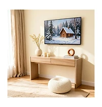 homfan Console Table with 3 Drawers, Thickened Hallway Table with Large Storage for Living Room, Tv Stand, Artificial Board, Wood Grain, Easy Clean