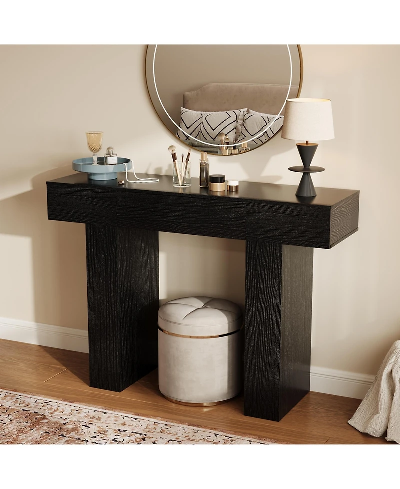 47" Console Table with Drawer, Modern Farmhouse Entryway Table, Walnut Wood Sofa Table, Narrow Accent Table for Hallway, Foyer and Living Room