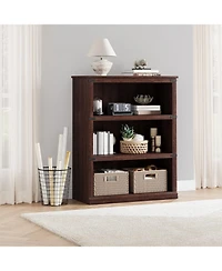 3-Tier Tall Bookcase with Adjustable Shelves, Metal Frame and Closed Back, Retro Farmhouse Bookshelf for Living Room, Bedroom or Home Office