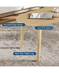 Wood Oval Coffee Table, 39.4" Beech Wood Center Table with Natural Wood Grain, Modern Nordic Low Sofa Table for Living Room, Bedroom or Small Space