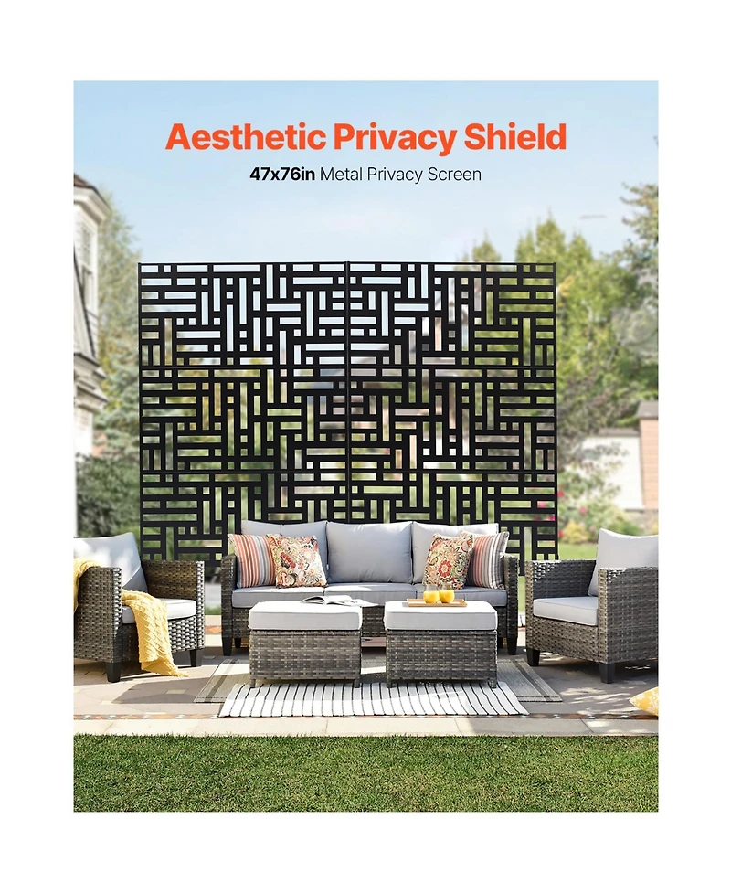Vevor Metal Privacy Screen 47" x 76" Outdoor Privacy Screens and Panels for Patio
