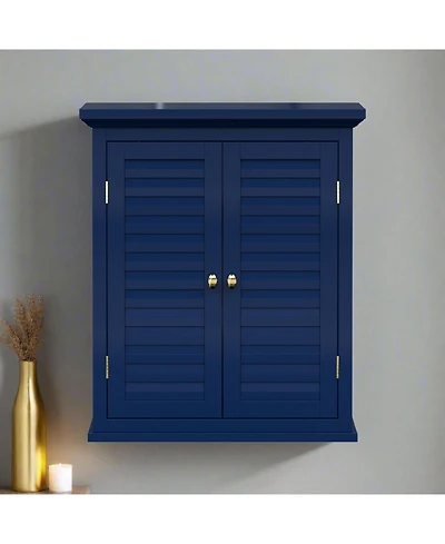 Teamson Home 24" Glancy Two Shutter Doors Removable Wooden Corner Wall Cabinet Navy