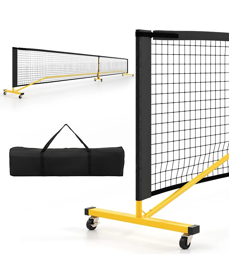Glintex Pickleball Net, 22 ft Regulation Size, 6 Lockable Wheels