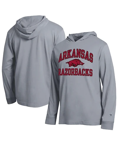 Champion Men's Heather Gray Arkansas Razorbacks High Motor All-Star Long Sleeve Hooded Sweatshirt
