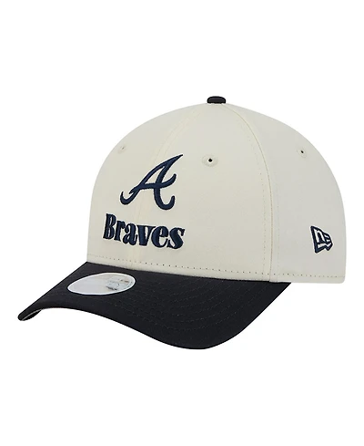 New Era Women's Cream/Navy Atlanta Braves Primary 9FORTY M-Crown Adjustable Hat