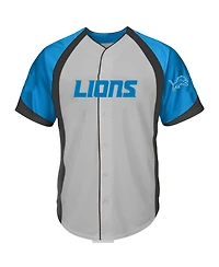 Fanatics Men's Gray Detroit Lions Big Tall Button-Up Raglan Fashion T-Shirt