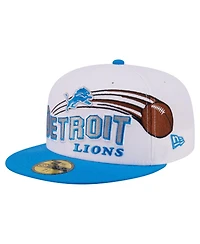 New Era Men's White/Blue Detroit Lions Retro Swoop 59FIFTY Fitted Hat