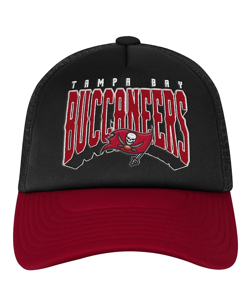 Outerstuff Big Boys and Girls Tampa Bay Buccaneers Handoff Foam Mesh Adjustable Trucker Hat