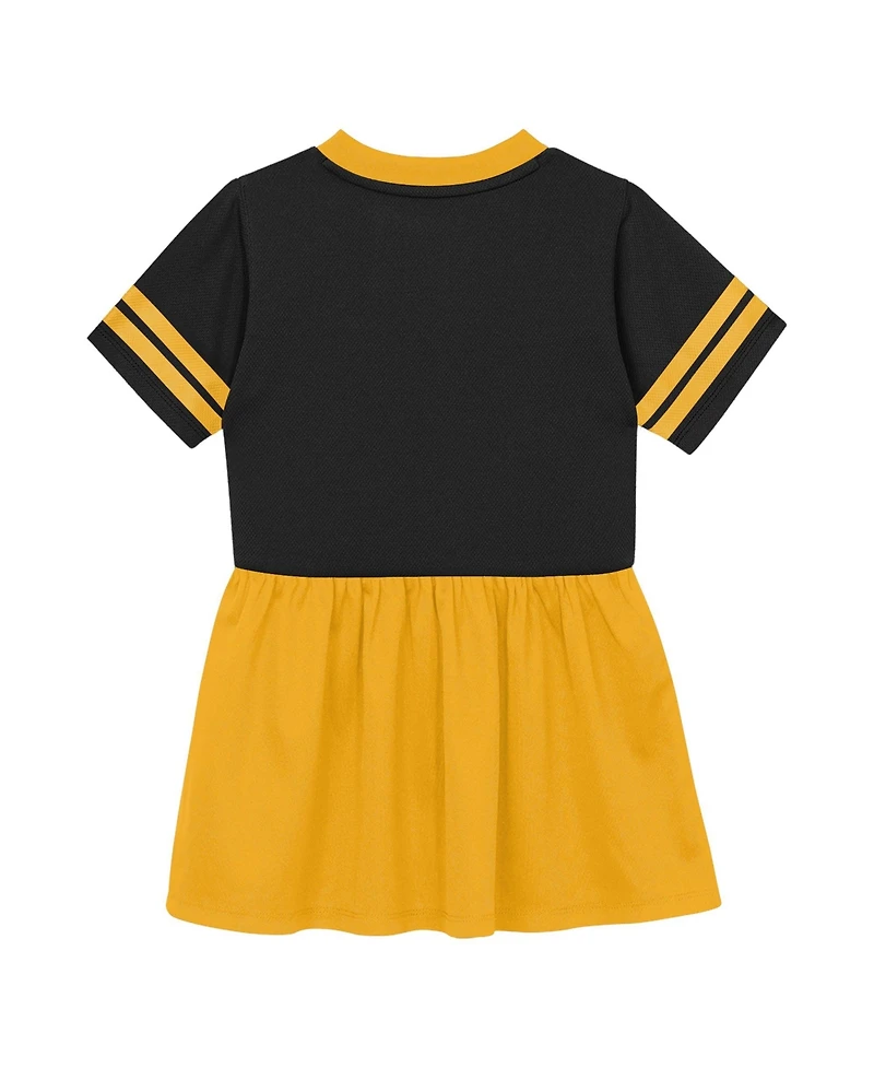 Outerstuff Toddler Girls' 2T-5T Pittsburgh Steelers Stadium Lights V-Neck Short-Sleeve Fit & Flare Dress