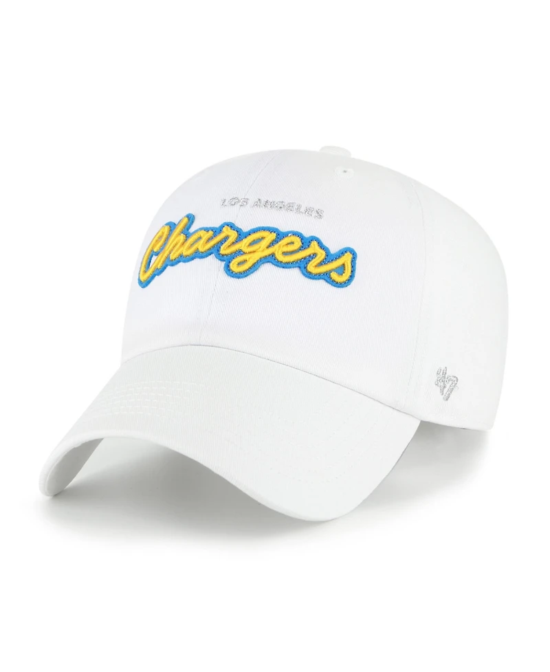 '47 Brand Women's White Los Angeles Chargers Trendy Script Clean Up Adjustable Hat