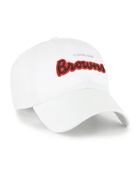 '47 Brand Women's White Cleveland Browns Trendy Script Clean Up Adjustable Hat