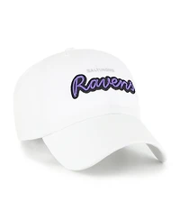 '47 Brand Women's White Baltimore Ravens Trendy Script Clean Up Adjustable Hat