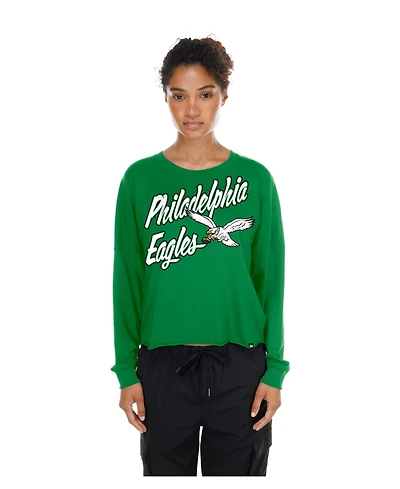 New Era Women's Philadelphia Eagles Cropped Oversized Long-Sleeve T-Shirt