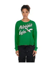 New Era Women's Philadelphia Eagles Cropped Oversized Long-Sleeve T-Shirt