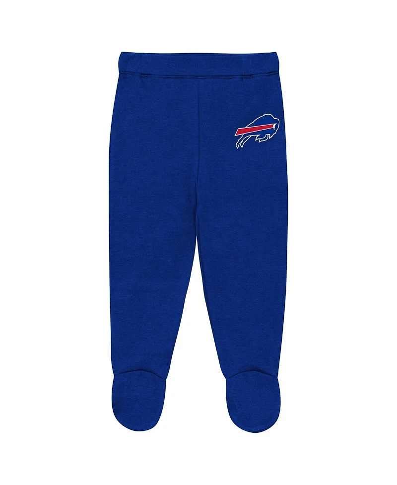 Outerstuff Baby Boys and Girls' Buffalo Bills Huddles Giggles Cotton Creeper, Pants Hat, 3-Piece Set