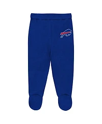 Outerstuff Baby Boys and Girls' Buffalo Bills Huddles Giggles Cotton Creeper, Pants Hat, 3-Piece Set