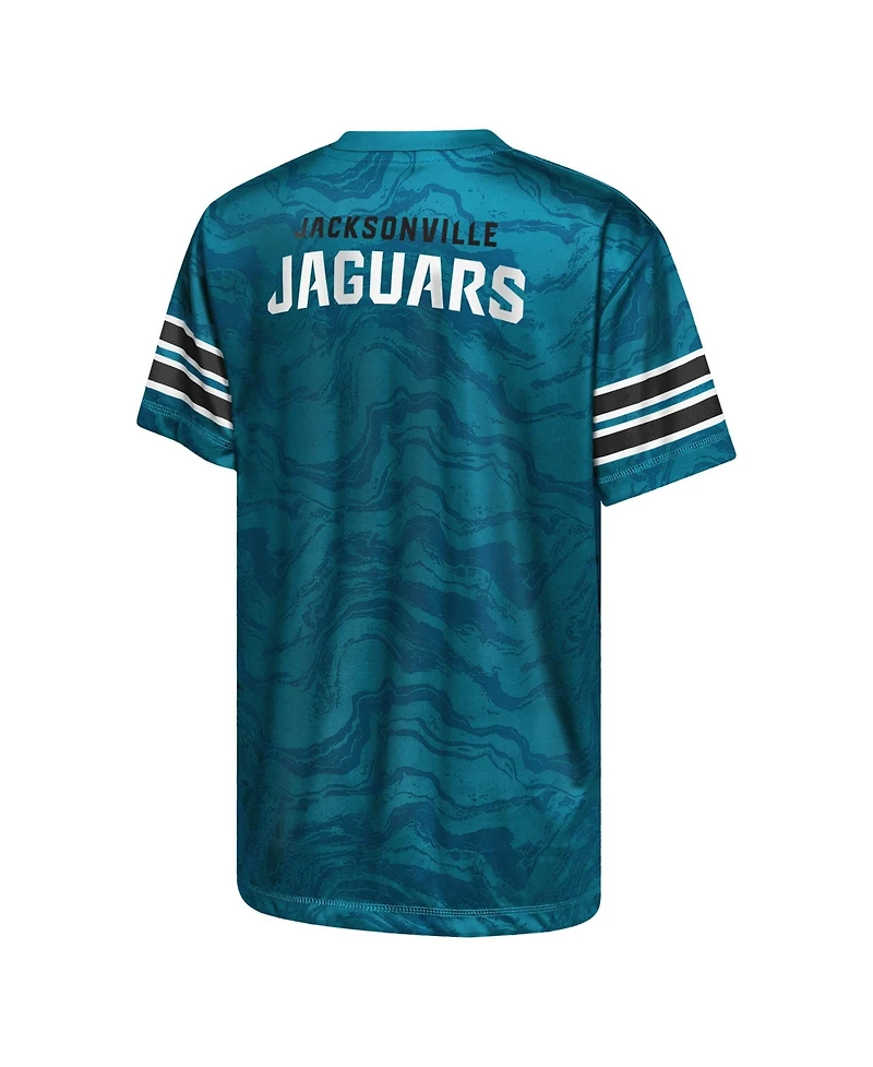 Outerstuff Boys' 4-20 Jacksonville Jaguars Slant Route Crew Neck T-Shirt