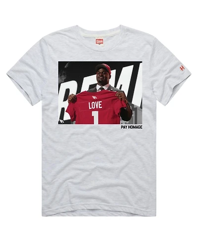 Homage Men's and Women's Arizona Cardinals Jeremiyah Love Screen-Print Relaxed-Fit Tri-Blend T-Shirt