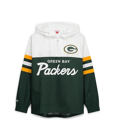 Mitchell & Ness Men's Green Bay Packers Head Coach Anorak Quarter-Zip Windbreaker Jacket