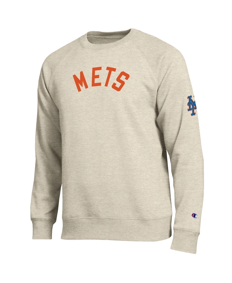 Champion Men's New York Mets Fleece-Lined Raglan Relaxed-Fit Cotton-Blend Sweatshirt