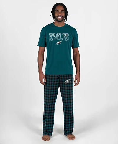 Concepts Sport Men's Philadelphia Eagles Highland Plaid Short-Sleeve T-Shirt and Pants, 2-Piece Set