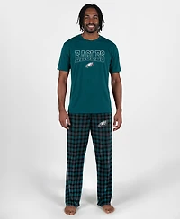 Concepts Sport Men's Philadelphia Eagles Highland Plaid Short-Sleeve T-Shirt and Pants, 2-Piece Set