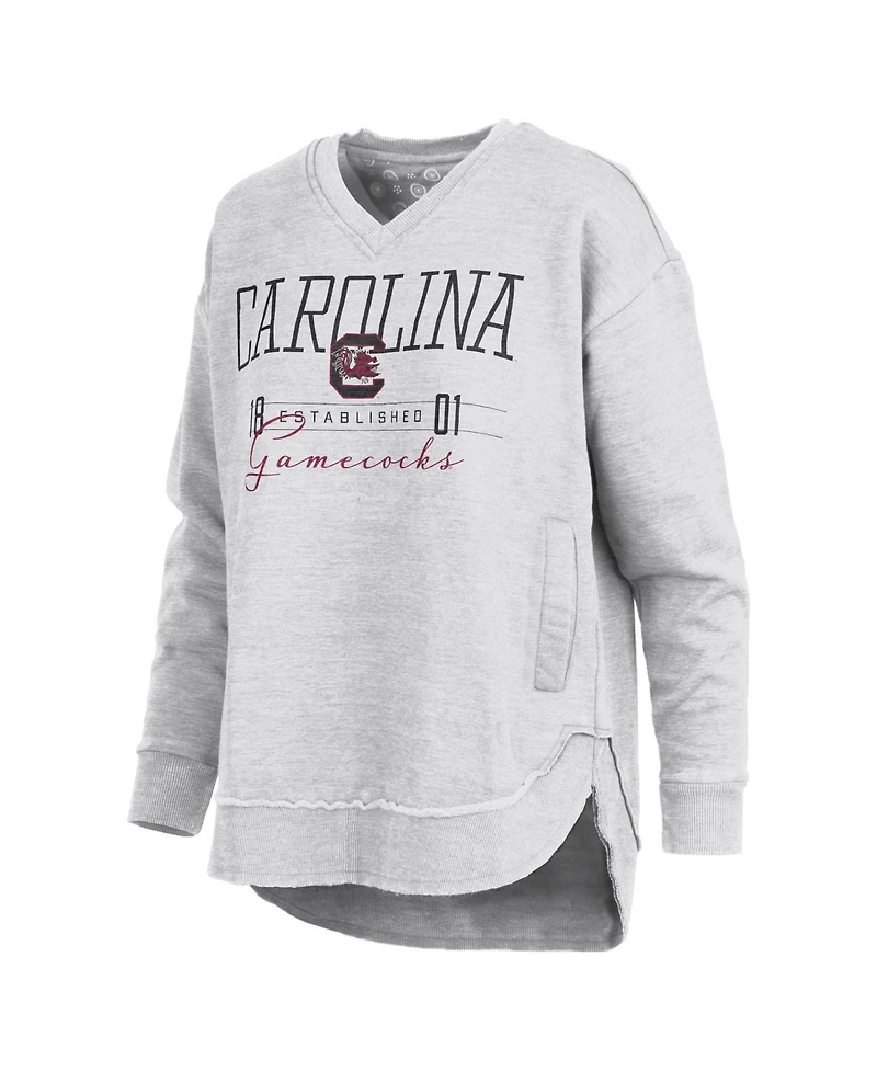 Pressbox Women's South Carolina Gamecocks Marcus East Hall Dropped-Shoulder Long-Sleeve V-Neck Sweatshirt