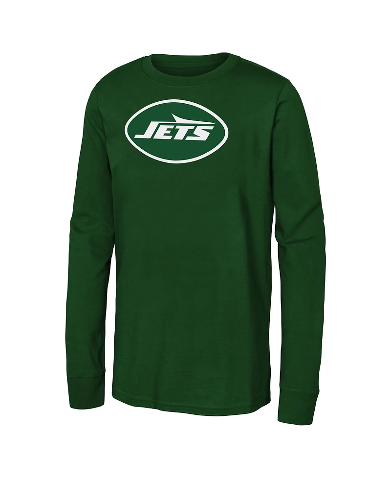 Outerstuff Boys' and Girls' New York Jets Crewneck Long Sleeve T-Shirt