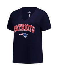 Fanatics Plus New England Patriots Arch Over Logo V-Neck Screen Print T-Shirt