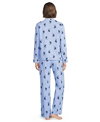 Lands' End Women's Cotton Long-Sleeve Pajama Top and Pants Set