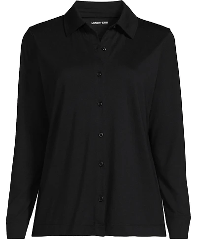 Lands' End Plus Long-Sleeve Button-Front Relaxed-Fit Button-Down Shirt